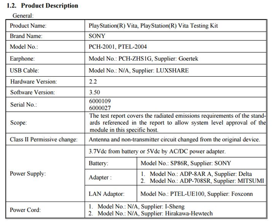 新型号PSV硬件规格