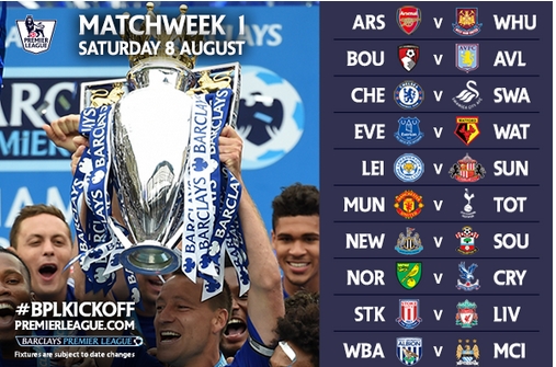 英超首轮对阵情况