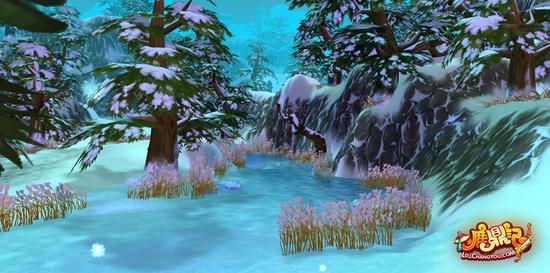 图3：场景一角的冰湖极为清澈