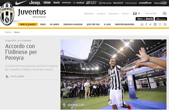 尤文宣布买断佩雷拉