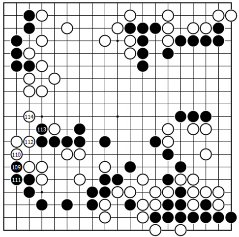 综合体育 中日围棋擂台赛30周年纪念赛 >  棋牌 > 正文    白104打吃