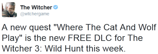 《巫师》官推也发布可此次免费DLC的信息