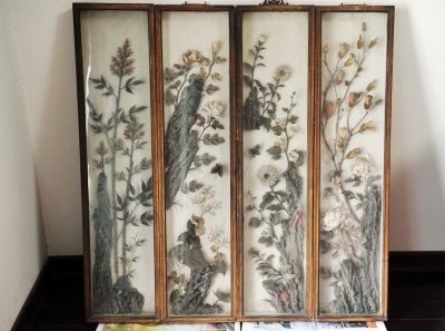 民国前的通草四条屏