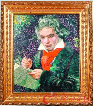 麦秆画《贝多芬》被卡塔尔王子买走。