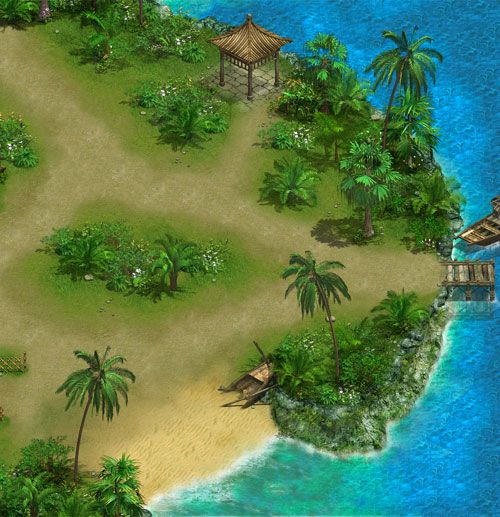 配图4：《问道》沙滩海浪——“东海渔村”