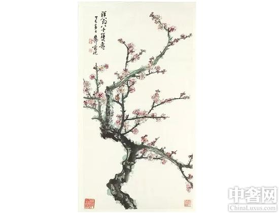 谢稚柳《红梅图》估价：2.5万-3.5万美元