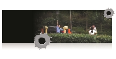 民警开枪示警瞬间。视频截图