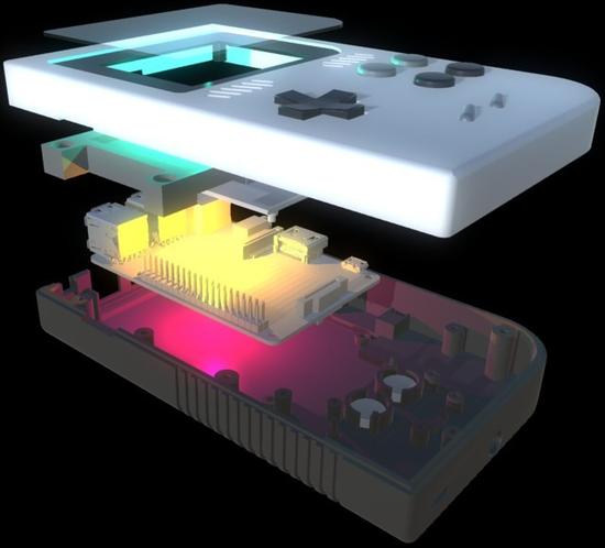 3D打印的树莓派GameBoy效果图
