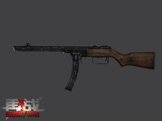 ppsh-41冲锋枪,俗称:波波莎冲锋枪,又叫:人民冲锋枪,该枪于1941年正式