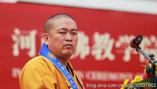 少林寺方丈释永信在学院落成典礼中