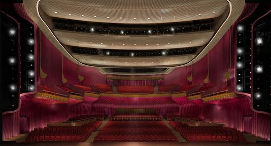 1600座剧场看向观众艺术中心包含四个剧场,其中的大剧场是北京首家