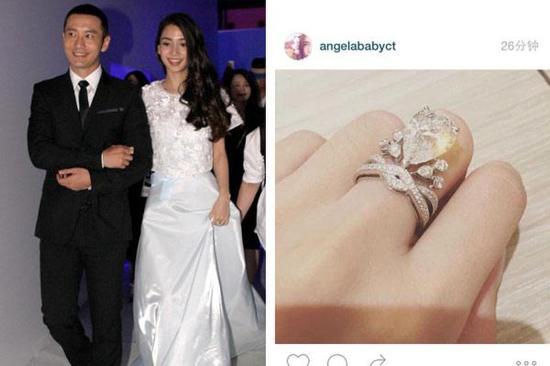 闪瞎眼angelababy晒55克拉大钻戒