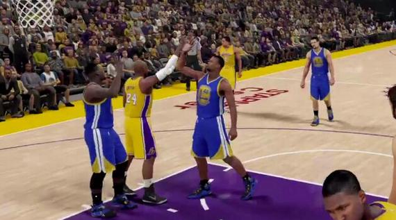 2K16中，科比竟和对手击掌……