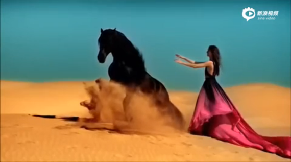 古典美女大漠骑马