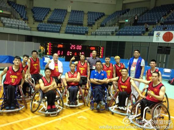 中国轮椅篮球队球员合影