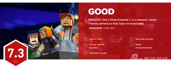 IGN给《我的世界：故事模式》第一章打分7.3
