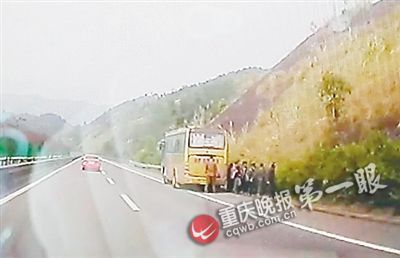苏先生拍到大客车在应急车道停车方便
