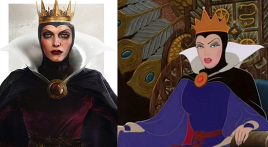 白雪公主的恶皇后眼神冷若冰霜,冰雪女王范儿十足.