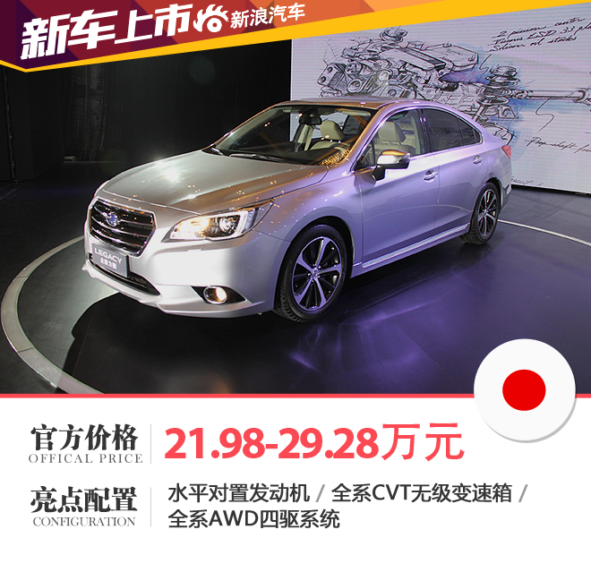 售价21.98-29.28万元 斯巴鲁全新力狮上市