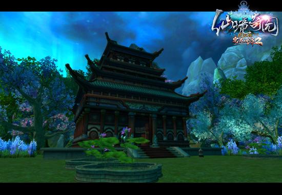 图7：《完美国际2》家园实景截图：绿荫环抱广厦