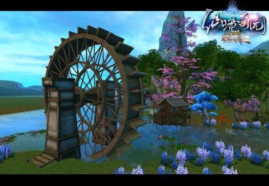 图2：《完美国际2》家园实景截图：流水静谧人家