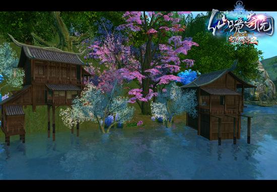 图3：《完美国际2》实景截图：桃花小坞入画