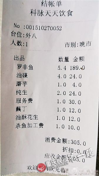 魏先生提供的小票清单