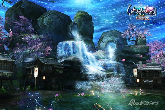 《完美国际2》新版幻海奇谭酒岛截图：桃花灿灿隐酒香