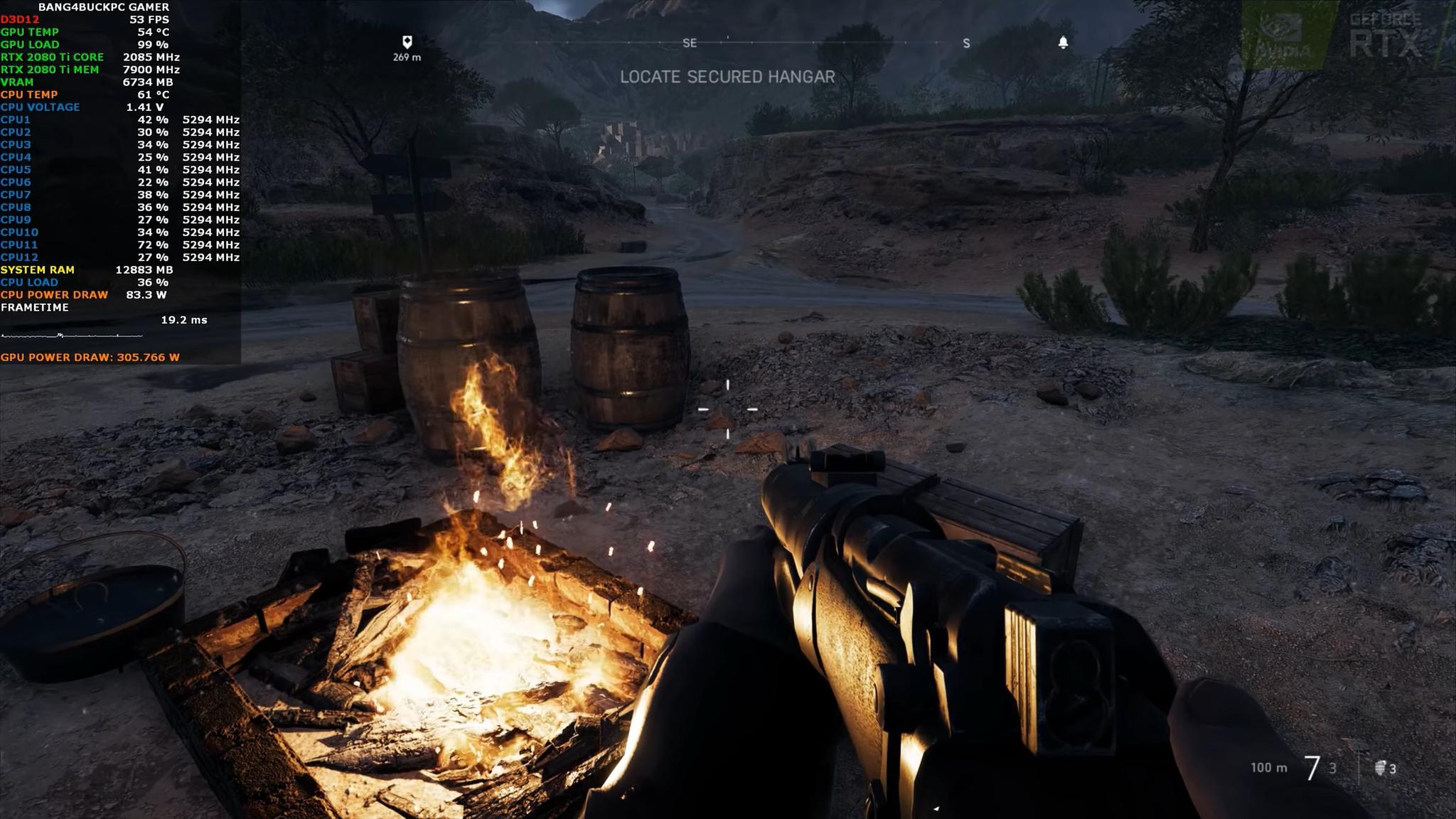 《战地5》光线追踪开启前后对比 帧数下降一半多_自媒体_新浪游戏