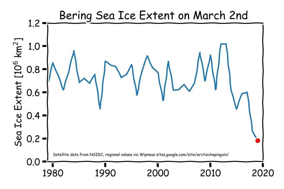 全球加速变暖白令海峡冰层正以前所未有的速度消融