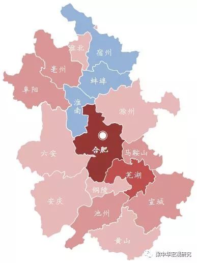 图表：2018年安徽省各市人口流入流出分布