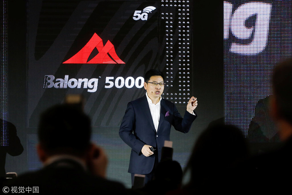 1月24日，华为发布支持终端产品的巴龙5000 5G基带芯片 图自视觉中国