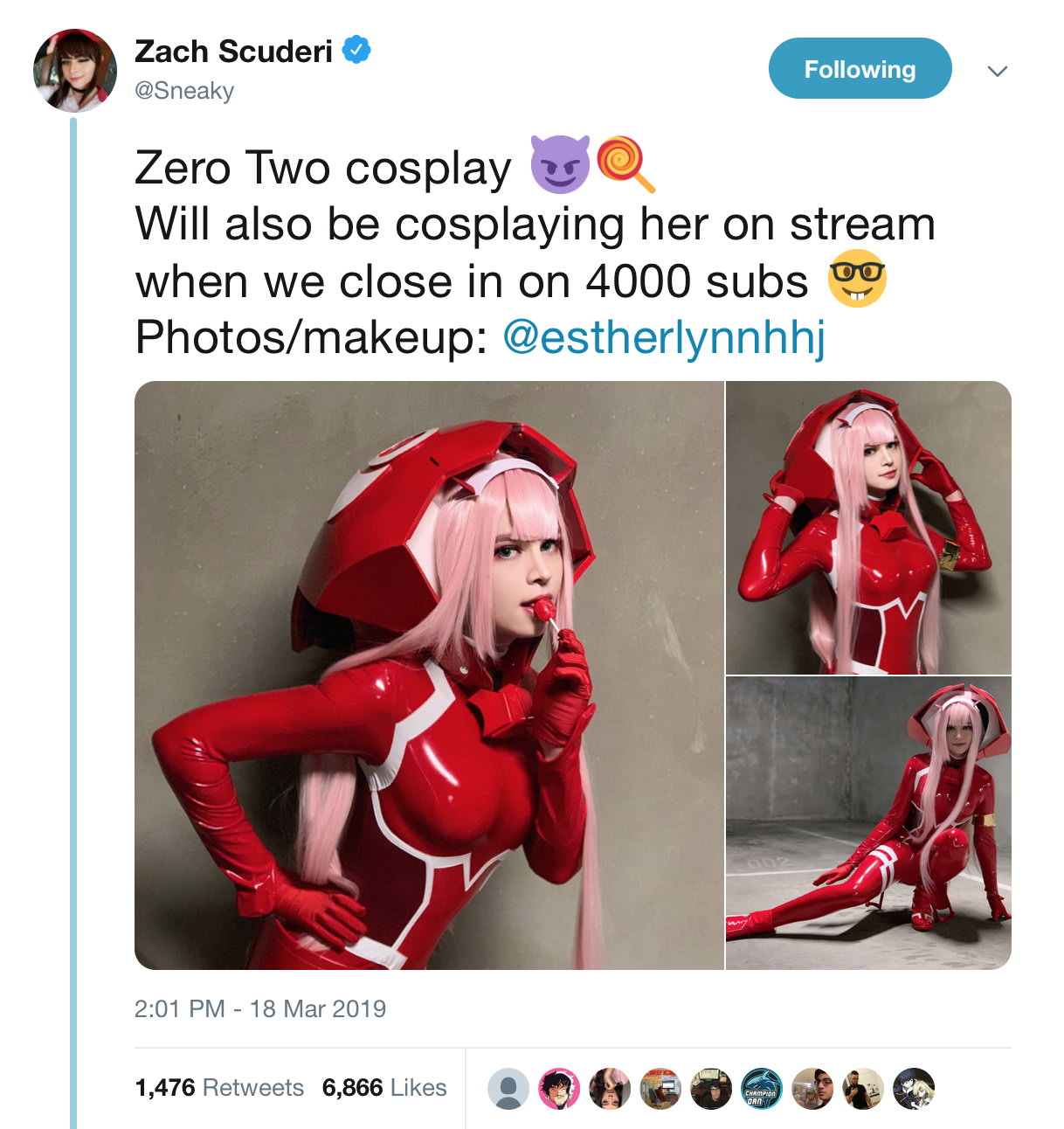 女装大佬sneaky性感cos新作 穿红色胶衣大秀美腿