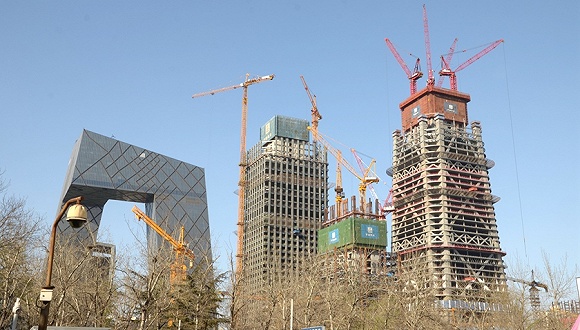 2016年03月31日,北京,建设中的中国尊。图片来源:视觉中国