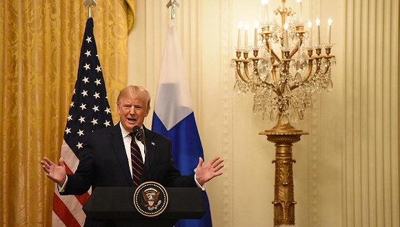 2019年10月2日,特朗普在白宫召开新闻发布会。图片来源:视觉中国