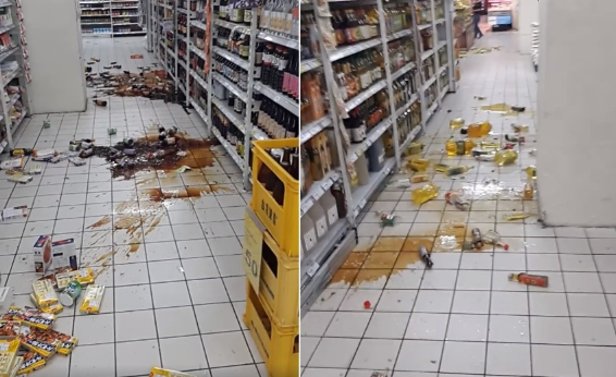 台湾花莲地震房屋摇晃剧烈超市一片狼藉图