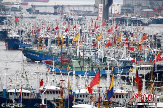 资料图：渔船停靠在港口。姚峰 摄 图片来源：视觉中国