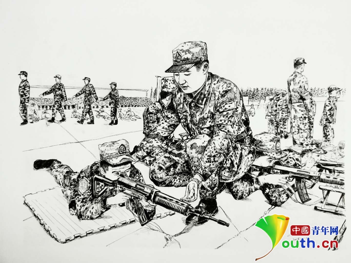 新兵指导员手绘画作 记录新兵成长点滴