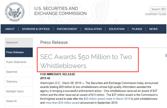 5000万美元美证交会重奖两名举报人或涉3年前摩根大通案
