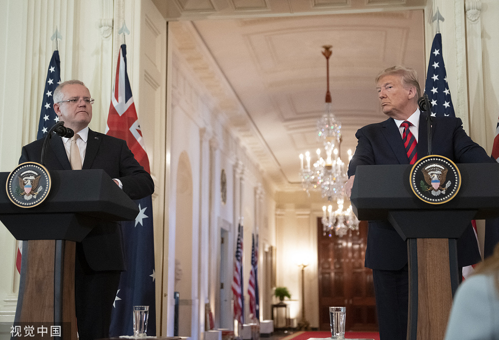 　9月20日，美国华盛顿，特朗普在白宫会见到访的澳总理莫里森，并举行联合新闻发布会。 图自视觉中国