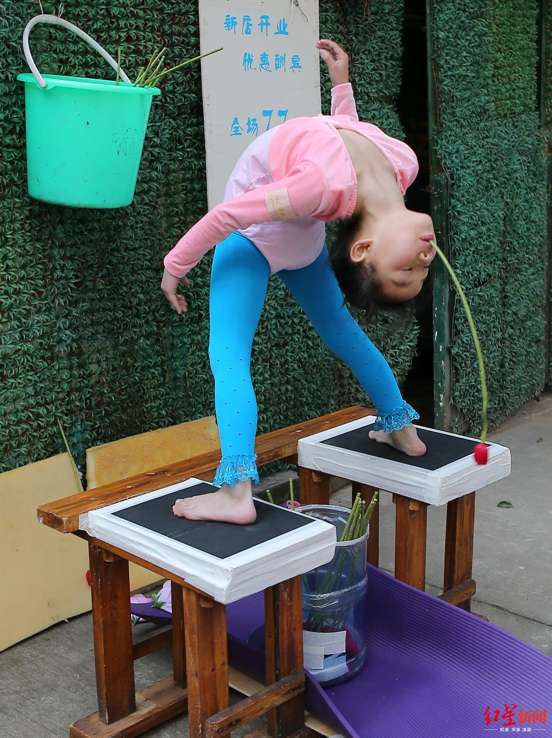 7岁女孩想当蜘蛛侠!能钻进行李箱,下腰叼花可挑战吉尼斯