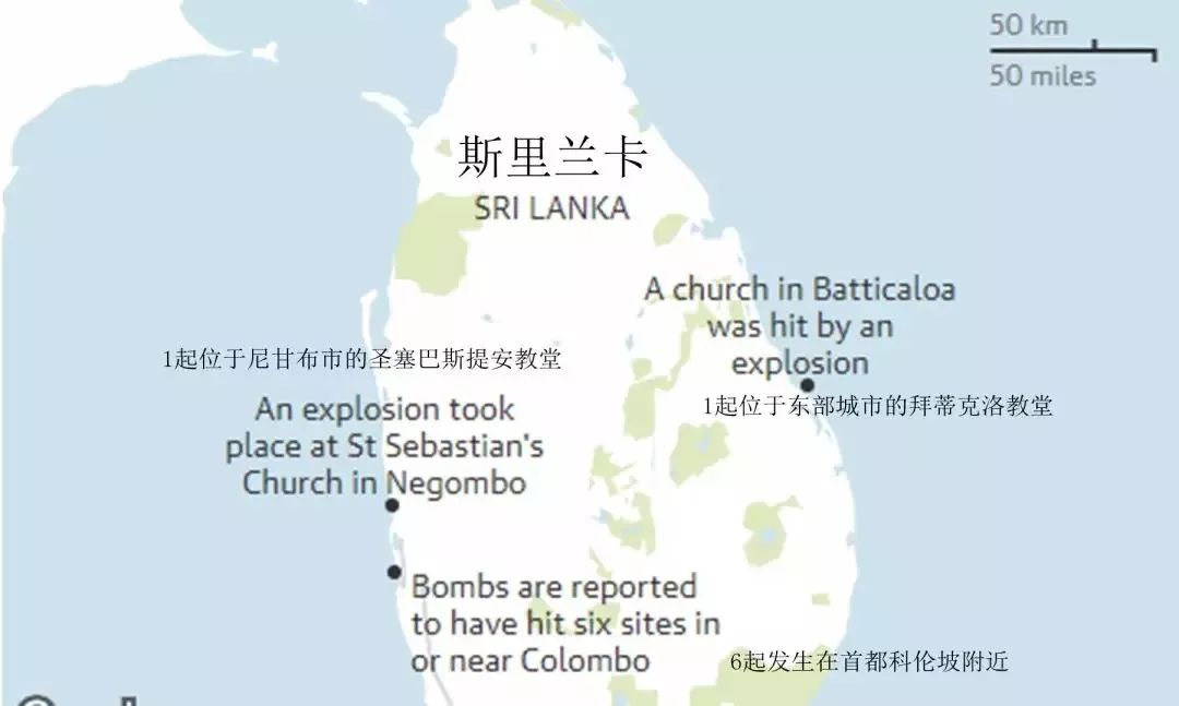 8起爆炸案发生的地点。图片来自《卫报》