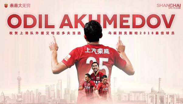 上港外援艾哈迈多夫当选乌兹别克斯坦足球先