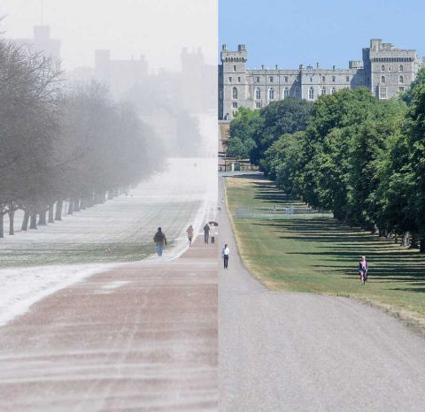 五个月前后英国的天气产生了鲜明的对比简直是冰火两重天