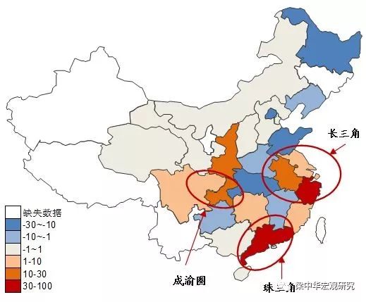 图表：2018年全国省级层面的人口流动分布图（万人）