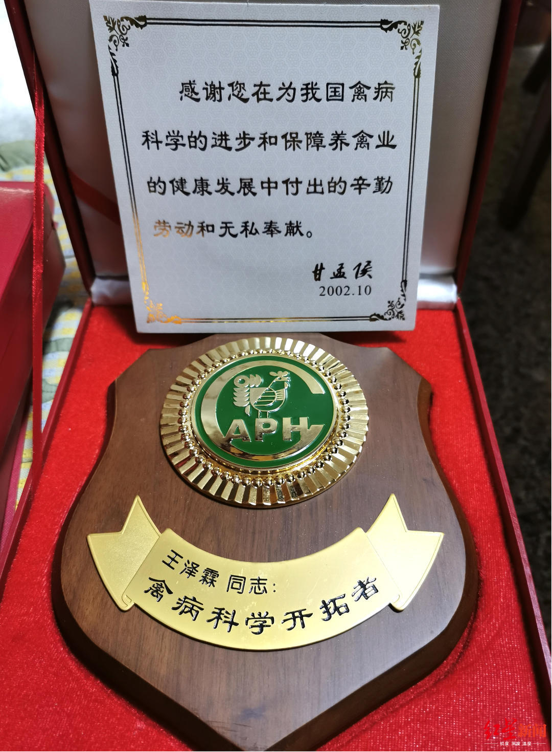 王泽霖获禽病科学开拓者奖章 河南农业大学提供
