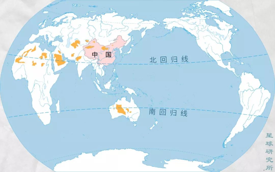 制图@王朝阳世界上大多数沙漠似乎有个约定,都出现在南北回归线附近的