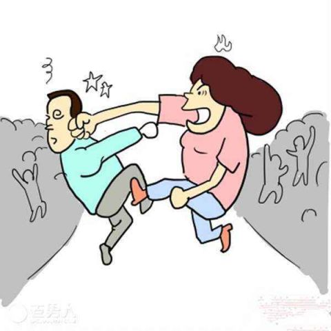 夫妻打架漫画图片
