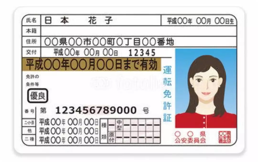 （图为当前日本驾驶证模板，采用年号纪年，年号改变将带来明显影响）
