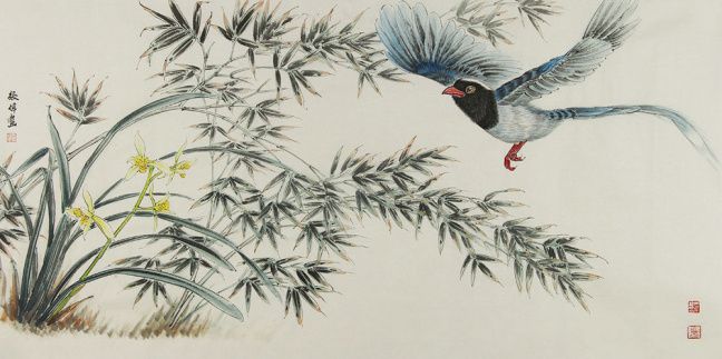 张伟国画花鸟作品赏析:构图新颖,用笔灵活,形神兼备